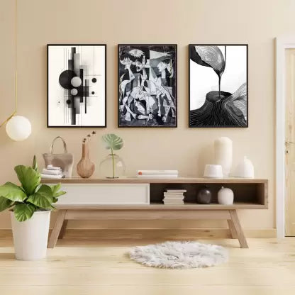 Geometric Art Trio - Set of 3 Modern Prints (12x18) Photographic Paper  (18 inch X 12 inch)