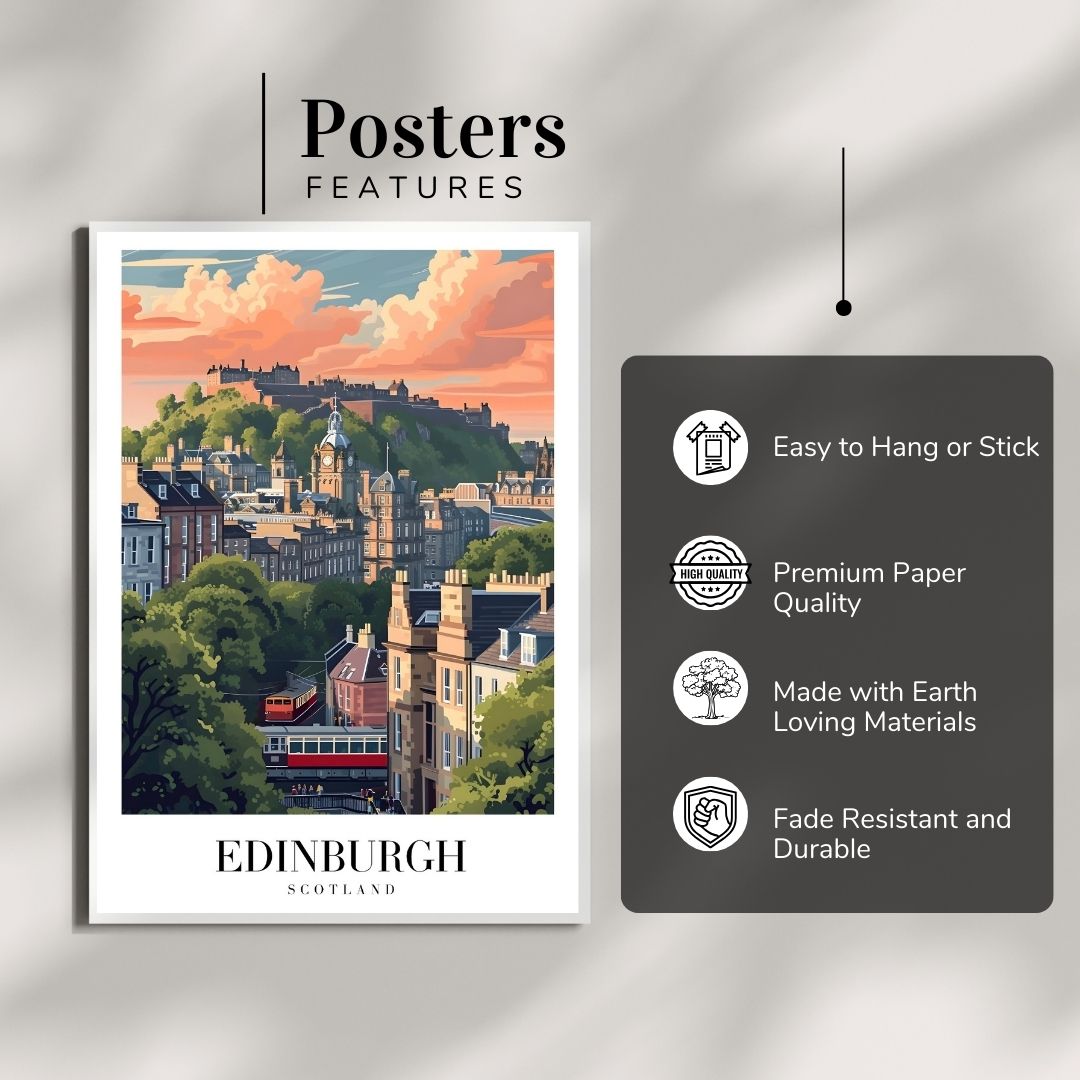 Edinburgh Scotland Cityscape Art Poster – Premium Quality Wall Decor