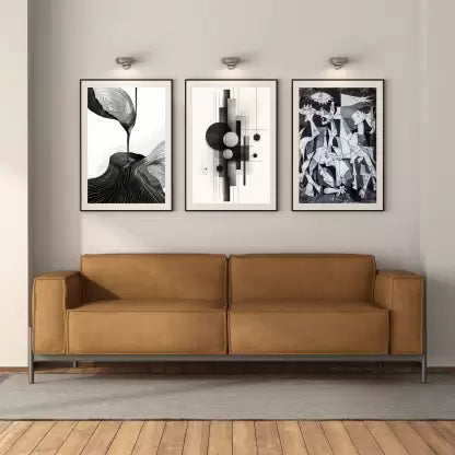 Geometric Art Trio - Set of 3 Modern Prints (12x18) Photographic Paper  (18 inch X 12 inch)