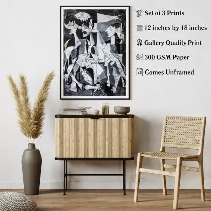 Geometric Art Trio - Set of 3 Modern Prints (12x18) Photographic Paper  (18 inch X 12 inch)