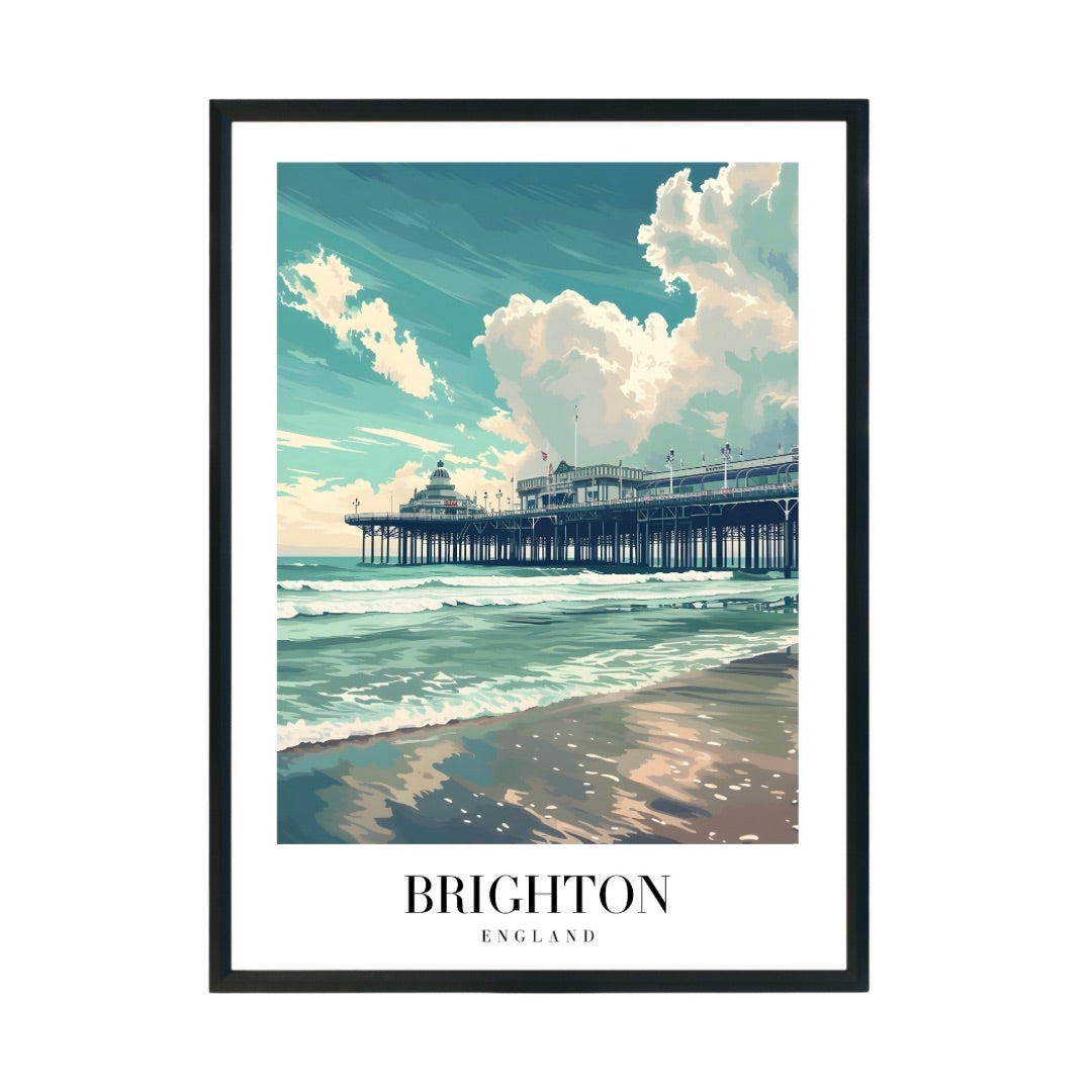 "Brighton England Wall Poster | Coastal Travel Art Print for Home & Office Decor"
