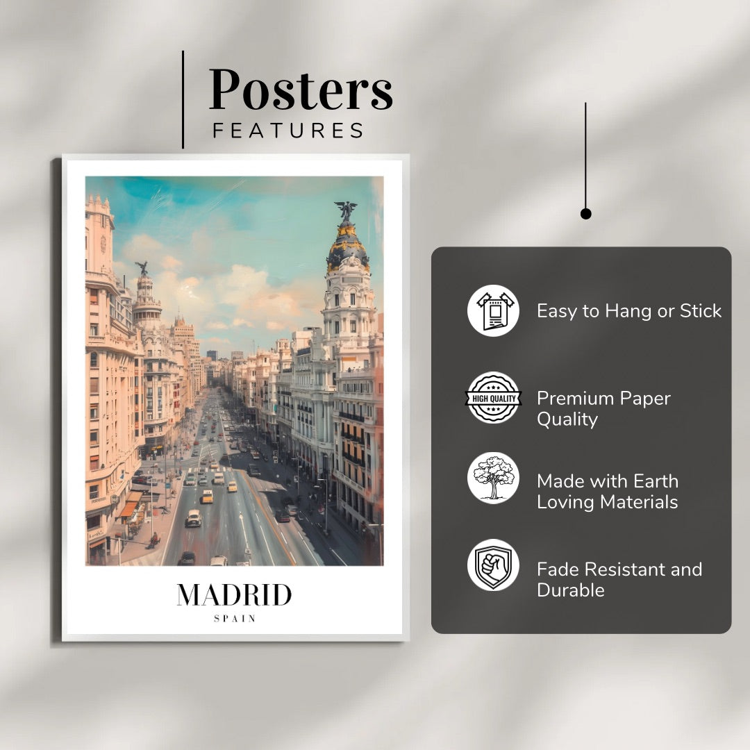 Madrid Cityscape Wall Poster | Premium Quality Travel Art Print for Home & Office Decor