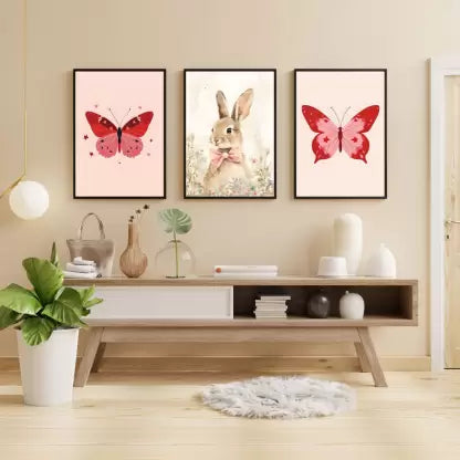 Abstract Animal Art Set - 3 Modern Posters (12x18) in 300GSM Paper Photographic Paper  (18 inch X 12 inch)