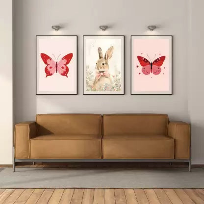 Abstract Animal Art Set - 3 Modern Posters (12x18) in 300GSM Paper Photographic Paper  (18 inch X 12 inch)